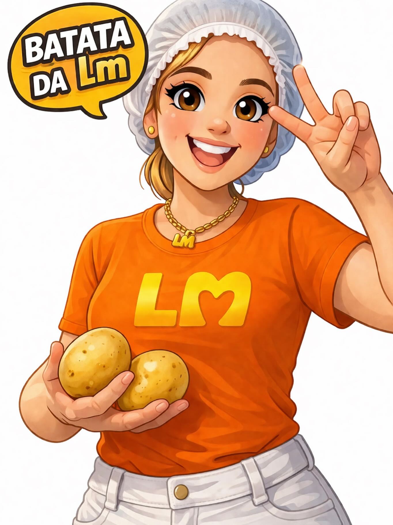 Larissa Monique, da Batata da LM, segurando batatas
